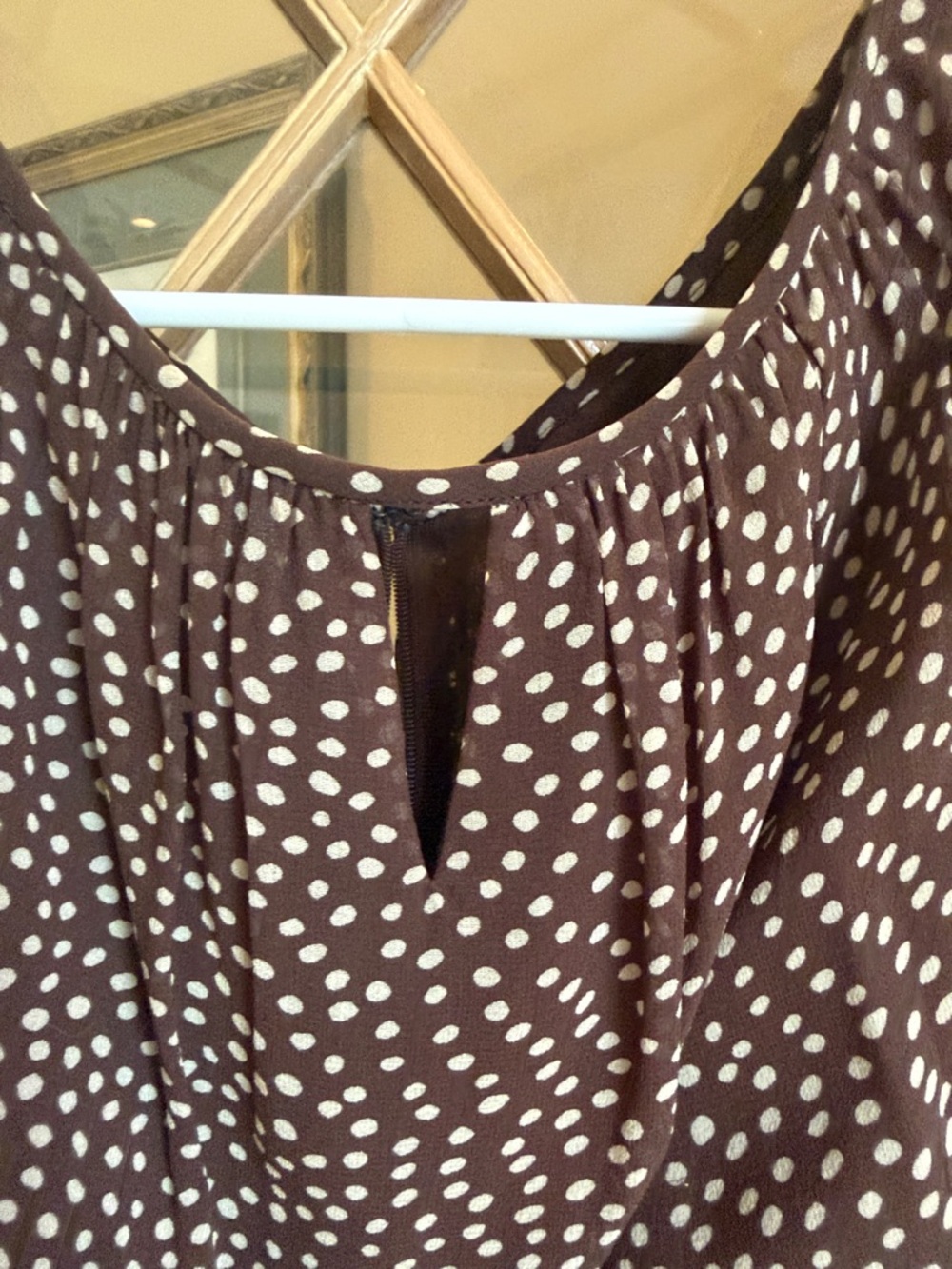Sleeveless Brown Polka Dot Tie-Waist Maxi Dress - Picture 6 of 9